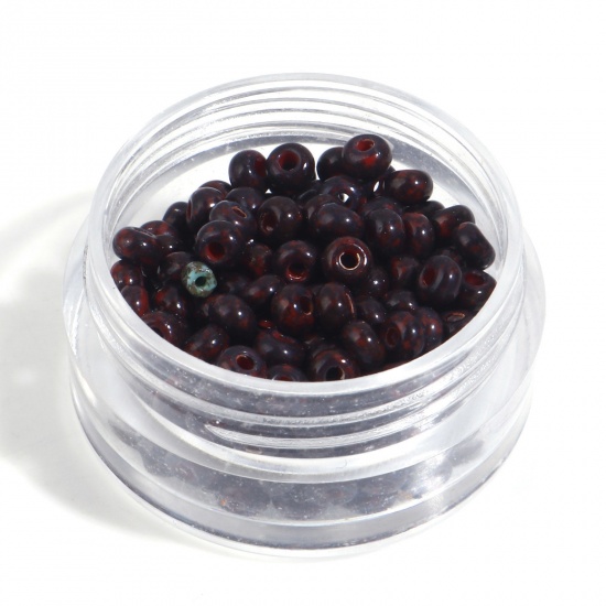 Picture of (5g) Glass Seed Beads Round Rocailles Wine Red Imitation Stone 3mm x 2mm, Hole: Approx 1mm, 1 Box