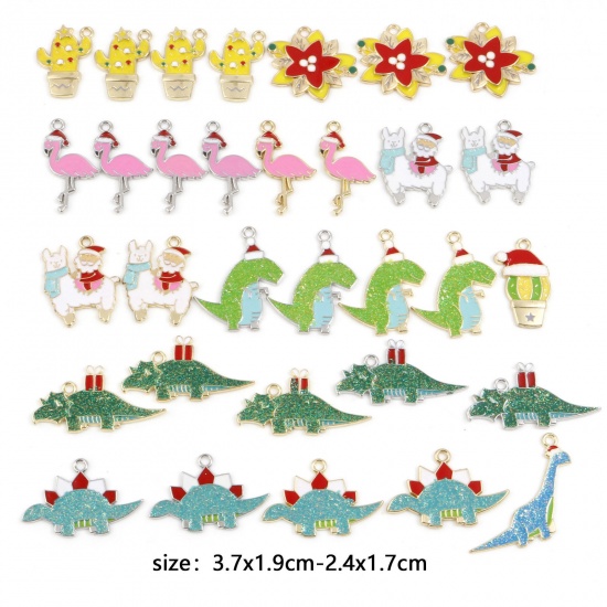 Picture of Zinc Based Alloy Christmas Charms Multicolor At Random Enamel 3.7x1.9cm - 2.4x1.7cm, 1 Packet ( 16 PCs/Packet)