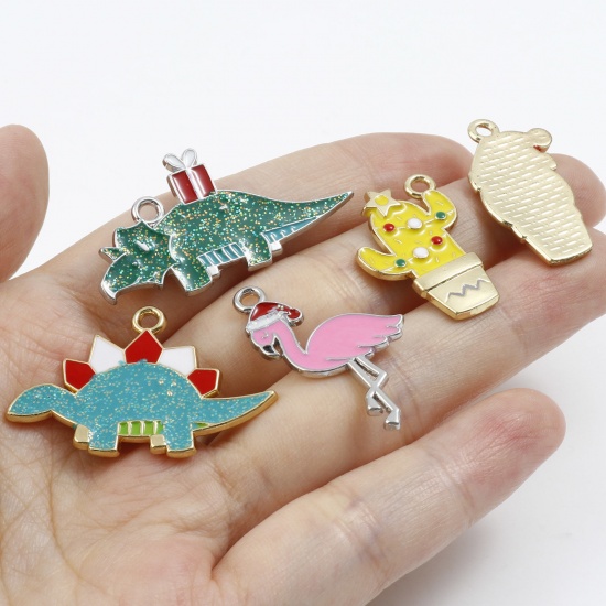 Picture of Zinc Based Alloy Christmas Charms Multicolor At Random Enamel 3.7x1.9cm - 2.4x1.7cm, 1 Packet ( 16 PCs/Packet)