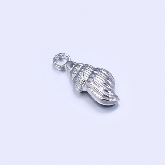 Picture of 201 Stainless Steel Charms Silver Tone Conch/ Sea Snail 18mm x 7.5mm, 1 Piece