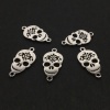 Picture of Stainless Steel Halloween Connectors Silver Tone Skull Filigree 16mm x 12mm, 1 Piece
