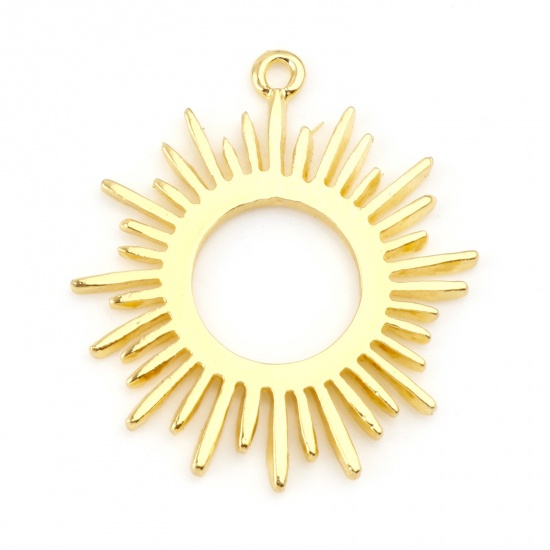Immagine di Lega di Zinco Galassia Ciondoli Tondo Oro Placcato Raggi del Sole Filigrana 3cm x 2.7cm , 10 Pz