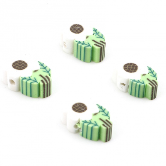 Picture of Polymer Clay Beads Flower Leaves White About 12mm x 8mm, Hole: Approx 1.5mm, 100 PCs