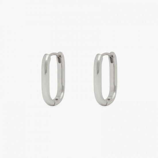 Picture of Copper Ins Style Hoop Earrings Platinum Plated U-shaped 1.8cm x 1.2cm, 1 Pair