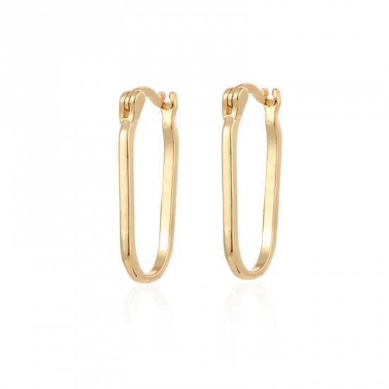 Picture of Brass Ins Style Hoop Earrings Gold Plated U-shaped 2.5cm x 1.2cm, 1 Pair                                                                                                                                                                                      