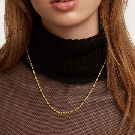 1 Piece Vacuum Plating Stainless Steel Ins Style Ball Chain Necklace 18K Gold Plated 40cm(15 6/8") long