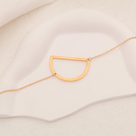 Picture of Eco-friendly Simple & Casual Stylish 18K Gold Color 316 Stainless Steel Rolo Chain Initial Alphabet/ Capital Letter Message " D " Pendant Necklace For Women Mother's Day 45cm(17 6/8") long, 1 Piece