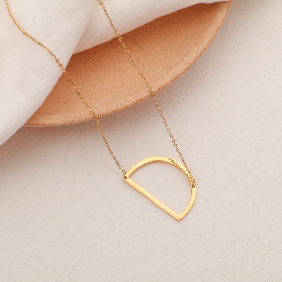 Picture of Eco-friendly Simple & Casual Stylish 18K Gold Color 316 Stainless Steel Rolo Chain Initial Alphabet/ Capital Letter Message " D " Pendant Necklace For Women Mother's Day 45cm(17 6/8") long, 1 Piece