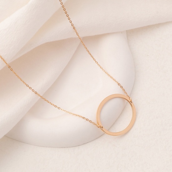 Picture of Eco-friendly Simple & Casual Stylish 18K Gold Color 316 Stainless Steel Rolo Chain Initial Alphabet/ Capital Letter Message " O " Pendant Necklace For Women Mother's Day 45cm(17 6/8") long, 1 Piece