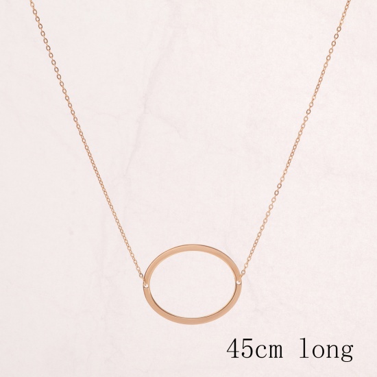 Picture of Eco-friendly Simple & Casual Stylish 18K Gold Color 316 Stainless Steel Rolo Chain Initial Alphabet/ Capital Letter Message " O " Pendant Necklace For Women Mother's Day 45cm(17 6/8") long, 1 Piece