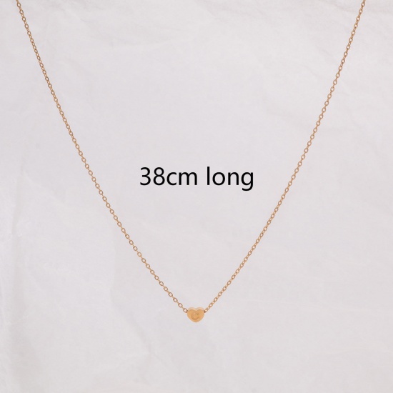 Picture of Eco-friendly Dainty Valentine's Day 18K Gold Color 316 Stainless Steel Rolo Chain Heart Initial Alphabet/ Capital Letter Message " A " Pendant Necklace For Women Valentine's Day 38cm(15") long, 1 Piece