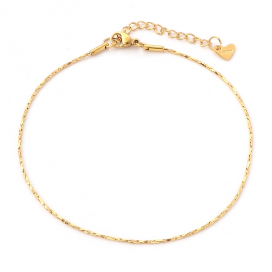 Picture of 304 Stainless Steel Crimpable Chain Anklet Gold Plated 23.5cm(9 2/8") long, 1 Piece