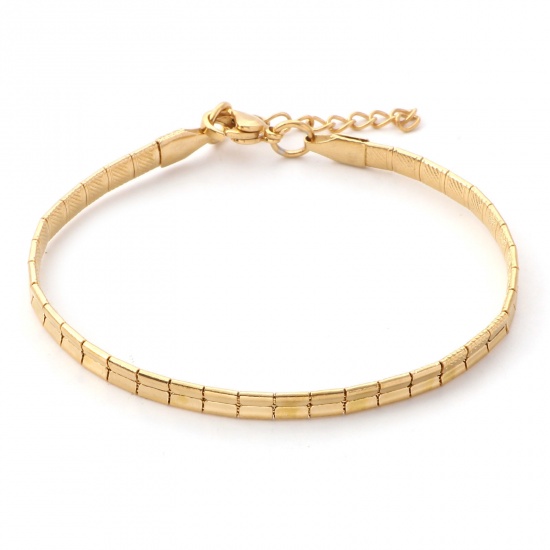Picture of 304 Stainless Steel Omega Chain Bracelets Gold Plated 17.5cm(6 7/8") long, 1 Piece