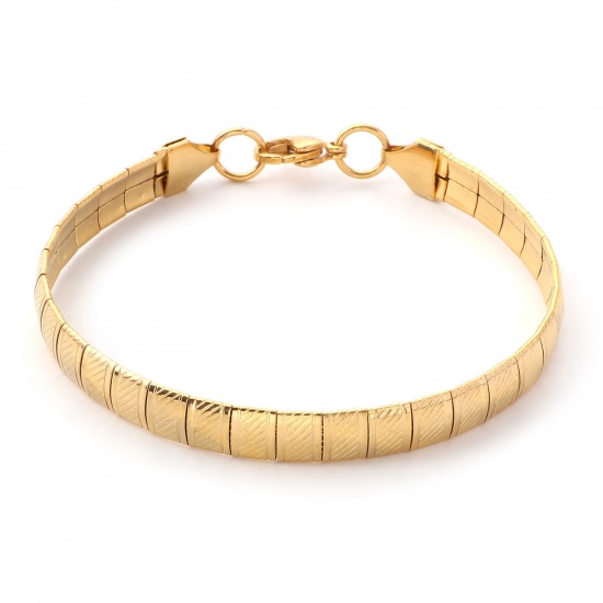 Picture of 304 Stainless Steel Omega Chain Bracelets Gold Plated 20.5cm(8 1/8") long, 1 Piece