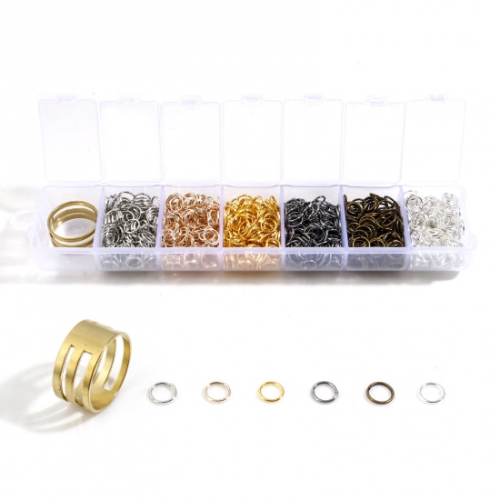 Picture of Plastic Box & Iron Based Alloy 6x0.7mm Mixed Color Open Jump Rings Findings Round Set Plating 1 Set (Approx 1200 PCs)