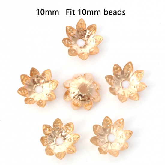 Picture of Iron Based Alloy Beads Caps Flower KC Gold Plated (Fit Beads Size: 10mm Dia.) 10mm x 10mm, 100 PCs