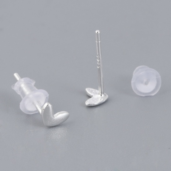 Imagen de Plata de Ley Estilo Ins Pendientes Plata Corazón 5mm x 3mm, Tamaño del Poste/Cable: (21 gauge), 1 Par