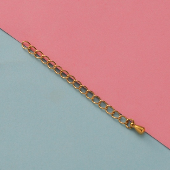 Immagine di Acciaio Inossidabile Estensione Catene Per Bracciale Collana Gioielli Oro Placcato Goccia 5cm Lunghezza, 10 Pz