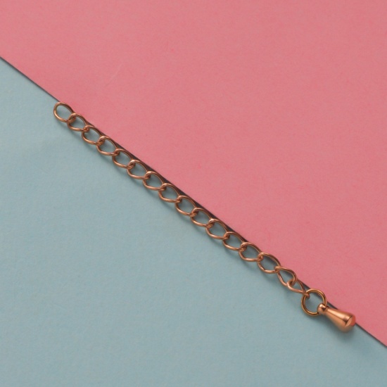 Immagine di Acciaio Inossidabile Estensione Catene Per Bracciale Collana Gioielli Oro Rosa Goccia 5cm Lunghezza, 10 Pz