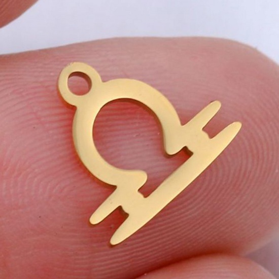 Picture of 201 Stainless Steel Charms Gold Plated Libra Sign Of Zodiac Constellations Polished 9.5mm x 9.5mm, 5 PCs