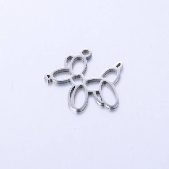 Immagine di 201 Acciaio Inossidabile Charms Palloncino Tono Argento Cane Filigrana 18mm x 16.5mm, 3 Pz