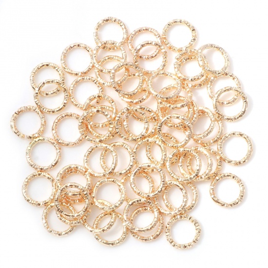 Picture of 1.2mm Iron Based Alloy Open Jump Rings Findings Round KC Gold Plated Engraving 8mm Dia, 100 PCs