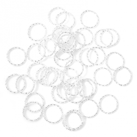 Picture of 1.2mm Iron Based Alloy Open Jump Rings Findings Round Silver Plated Engraving 12mm Dia, 100 PCs