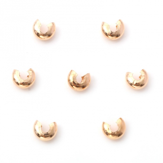 Picture of Iron Based Alloy Crimp Beads Cover Round KC Gold Plated Open 6mm Dia., Overall Closed Size: 5mm Dia., 100 PCs