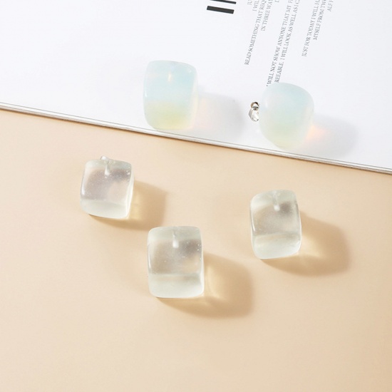 Immagine di 2 Pz Opale ( Sintetico ) Ciondoli Pendenti Tono Argento Color Latteo Irregolare