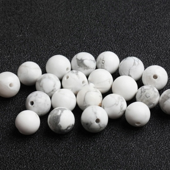 Immagine di Howlite Bianco ( Naturale ) Perline (Mezzo Foro) Bianco Tondo Mezzo Foro 10mm Dia., Foro: Circa 1mm, 10 PCs