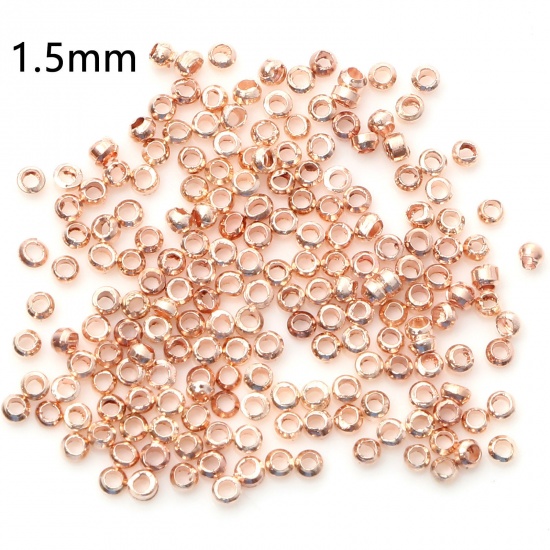 Picture of Brass Crimp Beads Cover Round Rose Gold 1.5mm Dia., Hole: Approx 0.6mm, 500 PCs                                                                                                                                                                               