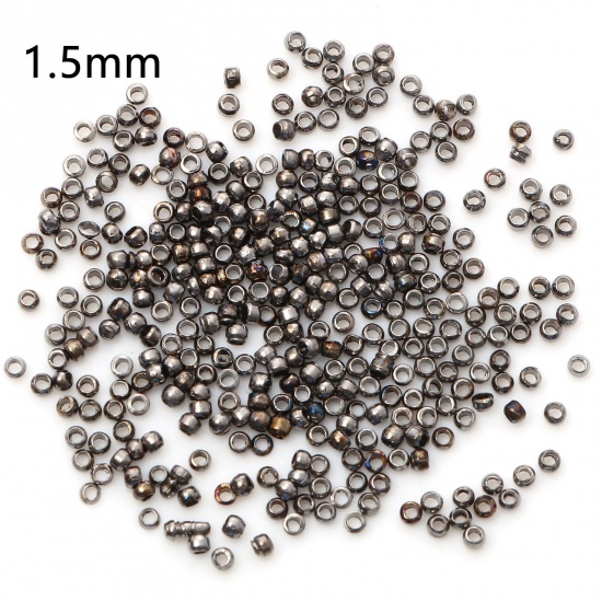 Picture of Brass Crimp Beads Cover Round Gunmetal 1.5mm Dia., Hole: Approx 0.6mm, 500 PCs                                                                                                                                                                                