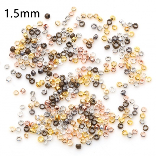 Picture of Brass Crimp Beads Cover Round At Random Mixed 1.5mm Dia., Hole: Approx 0.6mm, 500 PCs                                                                                                                                                                         