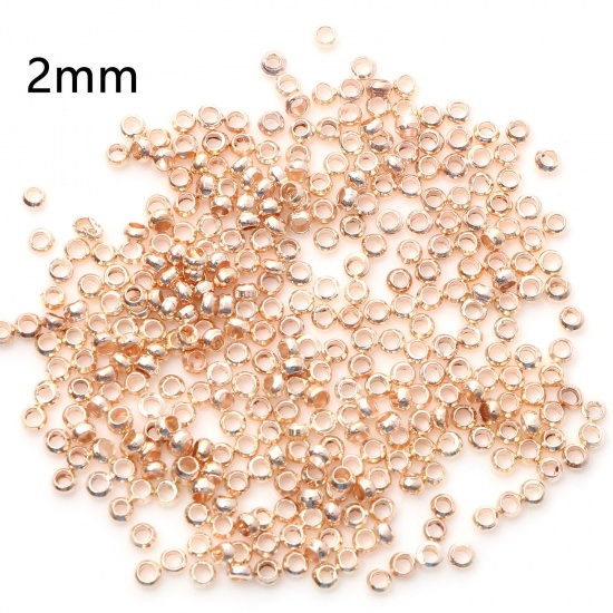 Picture of Brass Crimp Beads Cover Round Rose Gold 2mm Dia., Hole: Approx 1mm, 500 PCs                                                                                                                                                                                   