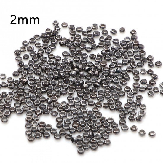 Picture of Brass Crimp Beads Cover Round Gunmetal 2mm Dia., Hole: Approx 1mm, 500 PCs                                                                                                                                                                                    