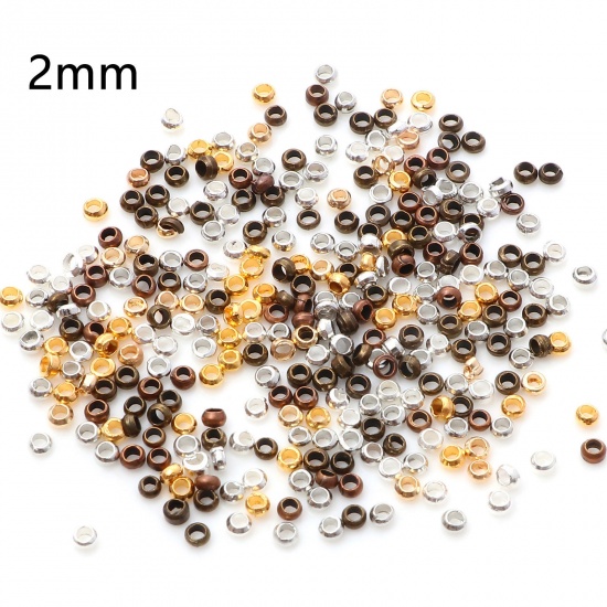 Picture of Brass Crimp Beads Cover Round At Random Mixed 2mm Dia., Hole: Approx 1mm, 500 PCs                                                                                                                                                                             