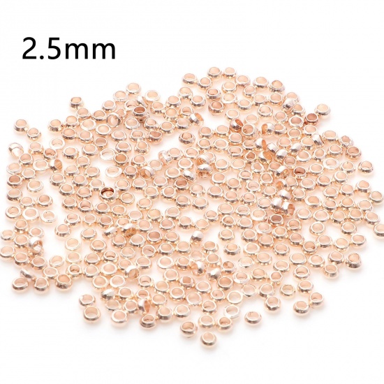 Picture of Brass Crimp Beads Cover Round Rose Gold 2.5mm Dia., Hole: Approx 1.2mm, 500 PCs                                                                                                                                                                               
