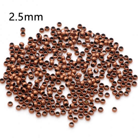 Picture of Brass Crimp Beads Cover Round Antique Copper 2.5mm Dia., Hole: Approx 1.2mm, 500 PCs                                                                                                                                                                          