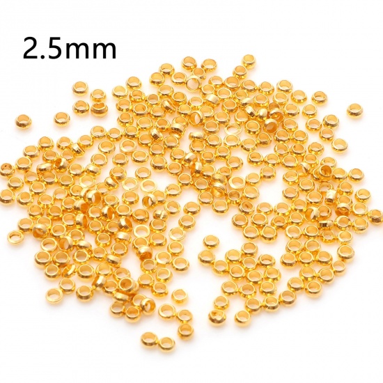 Picture of Brass Crimp Beads Cover Round Gold Plated 2.5mm Dia., Hole: Approx 1.2mm, 500 PCs                                                                                                                                                                             