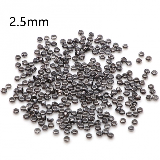 Picture of Brass Crimp Beads Cover Round Gunmetal 2.5mm Dia., Hole: Approx 1.2mm, 500 PCs                                                                                                                                                                                