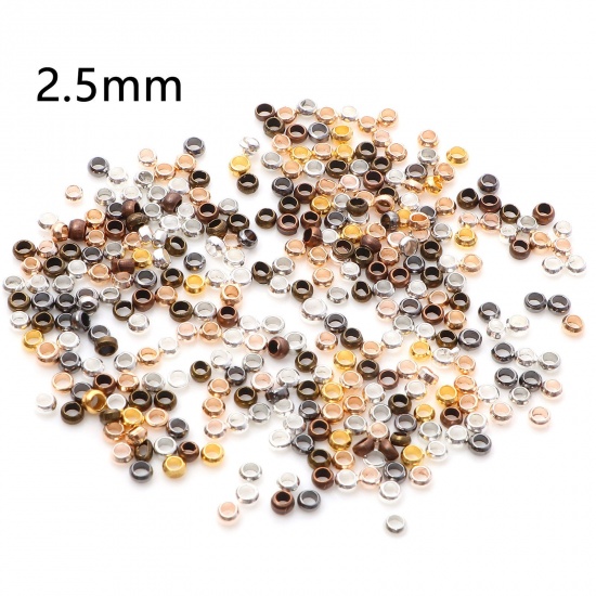 Picture of Brass Crimp Beads Cover Round At Random Mixed 2.5mm Dia., Hole: Approx 1.2mm, 500 PCs                                                                                                                                                                         