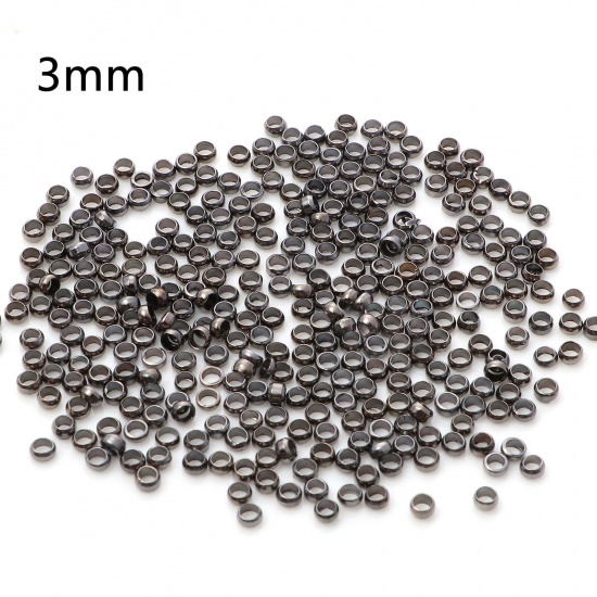 Picture of Brass Crimp Beads Cover Round Gunmetal 3mm Dia., Hole: Approx 1.6mm, 500 PCs                                                                                                                                                                                  