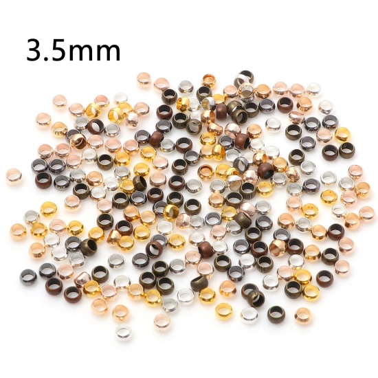 Picture of Brass Crimp Beads Cover Round At Random Mixed 3.5mm Dia., Hole: Approx 2.2mm, 500 PCs                                                                                                                                                                         