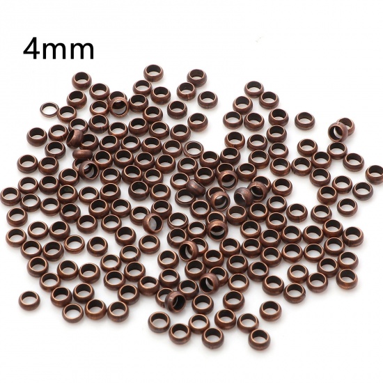 Picture of Brass Crimp Beads Cover Round Antique Copper 4mm Dia., Hole: Approx 2.5mm, 500 PCs                                                                                                                                                                            