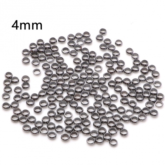 Picture of Brass Crimp Beads Cover Round Gunmetal 4mm Dia., Hole: Approx 2.5mm, 500 PCs                                                                                                                                                                                  