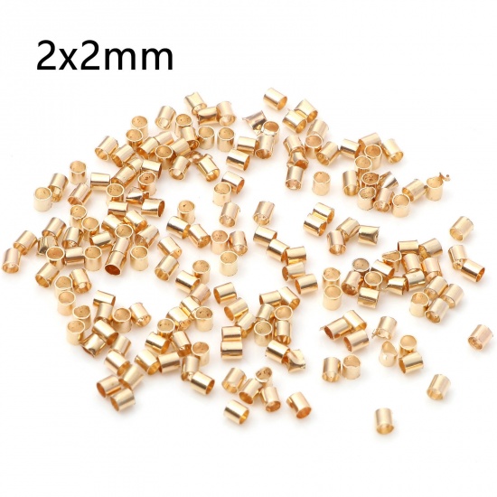Picture of Brass Crimp Beads Cover Tube KC Gold Plated 2mm x 2mm, Hole: Approx 1.5mm, 500 PCs                                                                                                                                                                            