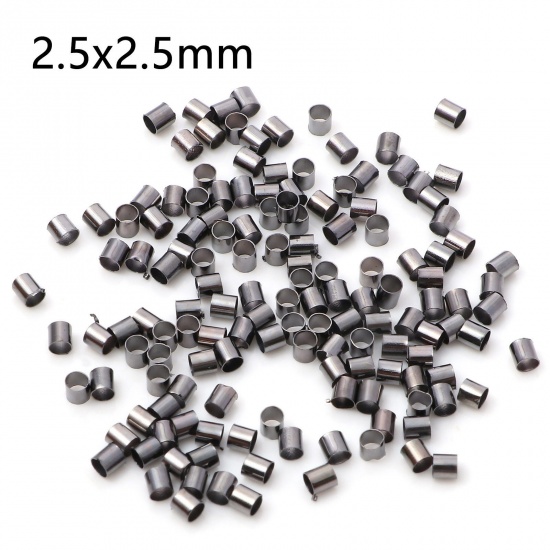 Picture of Brass Crimp Beads Cover Tube Gunmetal 2.5mm x 2.5mm, Hole: Approx 2mm, 500 PCs                                                                                                                                                                                