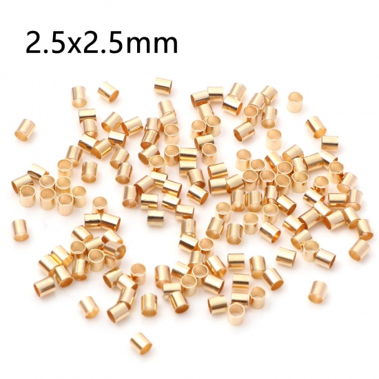 Picture of Brass Crimp Beads Cover Tube KC Gold Plated 2.5mm x 2.5mm, Hole: Approx 2mm, 500 PCs                                                                                                                                                                          