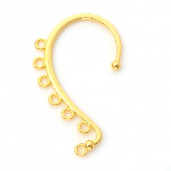 Picture of Zinc Based Alloy Ear Cuffs Clip Wrap Earrings Findings Hook Gold Plated With Loop 5.9cm x 3.5cm, 10 PCs