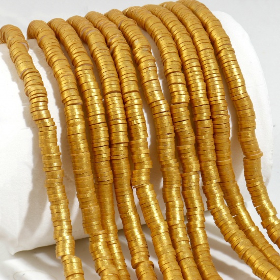Immagine di Argilla Katsuki Perline Tondo Oro Circa 6mm Dia, Foro: Circa 2mm, lunghezza: 39.5cm, 2 Fili (Circa 330 Pezzi/Treccia)